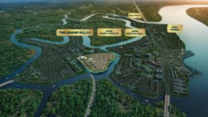 Phân khu The Suite bao gồm các tiện ích như: đường dạo ven sông, vườn ươm cây, bến thuyền Kayak, clubhouse và hồ bơi, aqua central mall, game center, khu vui chơi trẻ em, trường học các cấp.